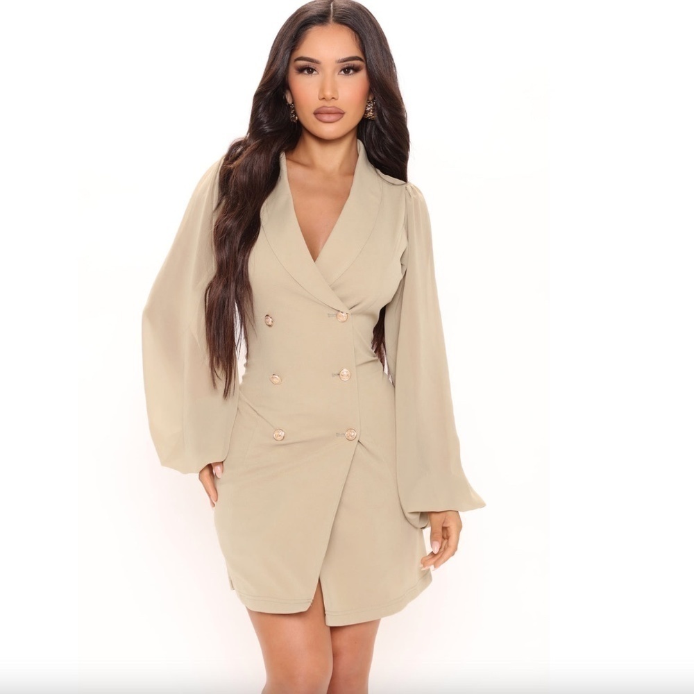 Fashion Nova Highest Society Blazer Dress - Sage